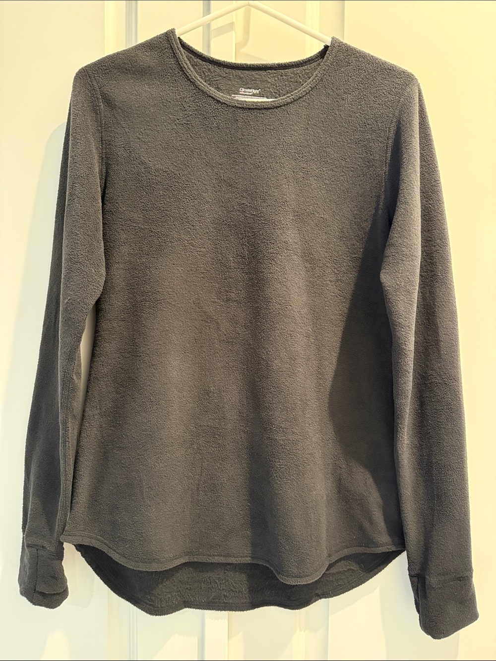 Woman’s Crewneck Long Sleeve Black Fleece Top